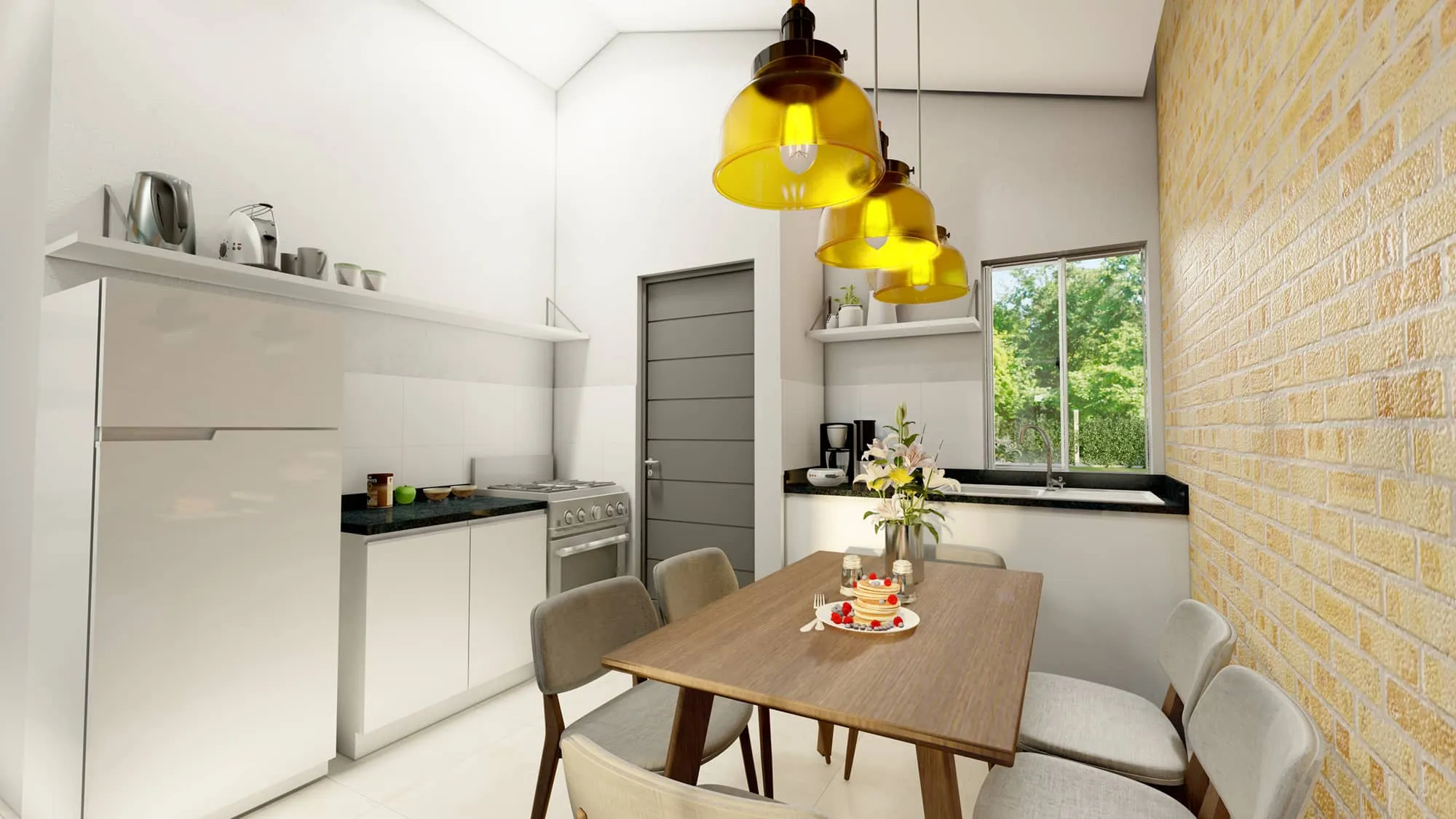 vista del comedor y cocina