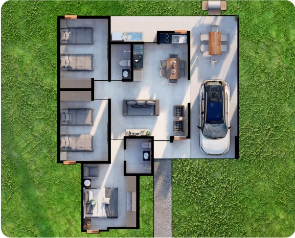 Casa más familiar+ visto desde arriba